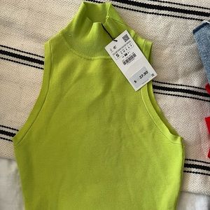 Zara lime green mock neck crop